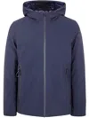 Rrd Minimalist Deep Blue Hooded Jacket With Zippered Pockets In Multi