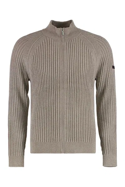 Rrd Sweater With Zip Velvet Rave In Ribbed Fabric In Neutral