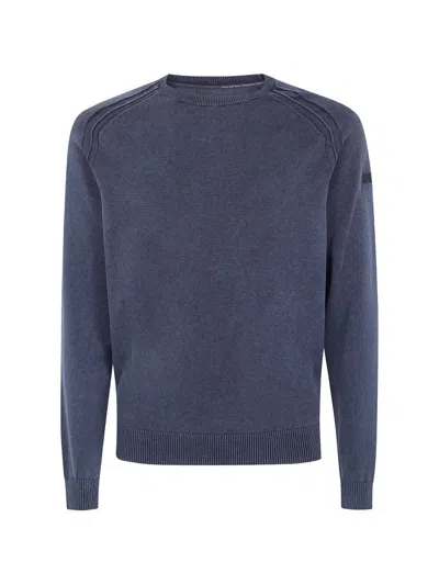 Rrd "techno" Wash Round Neck 14 Knit Sweater In Blue