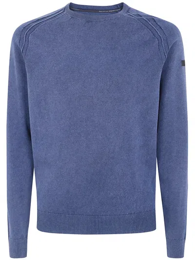 Rrd "techno" Wash Round Neck 14 Knit Sweater In Blue