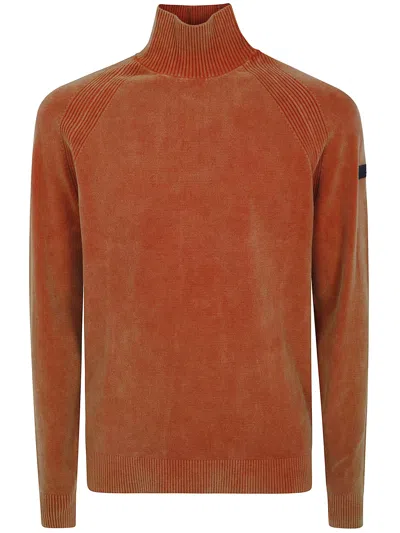 Rrd Turtleneck Sweater Velvet Techno Wash Knit In Brown