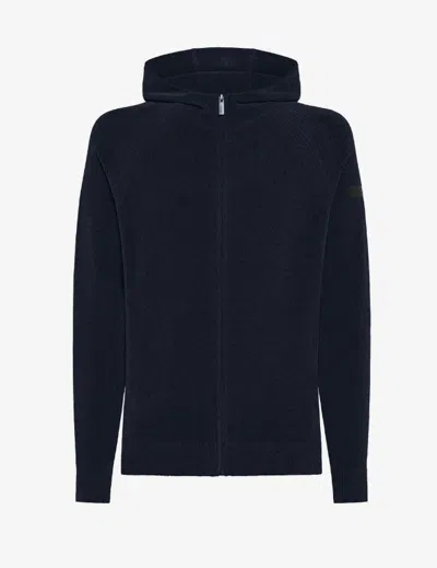 Rrd Velvet Hood Zip Knit In Blue