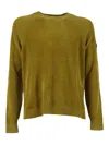 Rrd Velvet Round Neck Knit Sweater In Green