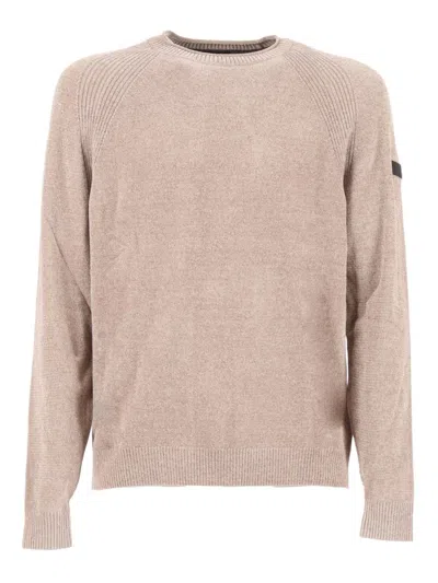 Rrd Velvet-textured Knit Sweater With Ribbed Detailing In Neutral