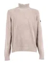 Rrd Velvet Turtleneck Knit With Ribbed Details In Neutral