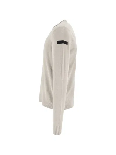 Rrd Velvet-effect Ribbed-trim Sweater In White