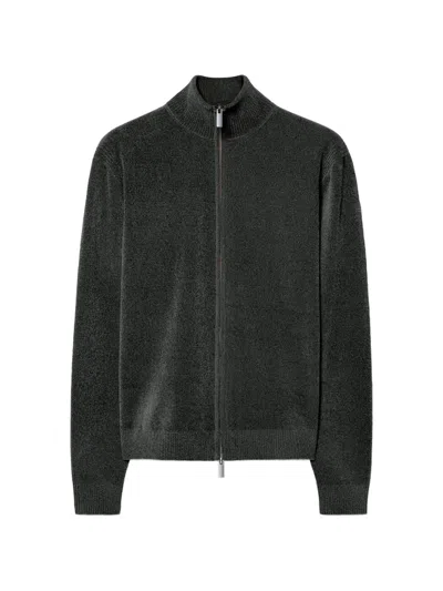 Rrd Velvet-effect Zip-up Sweater In Animal Print