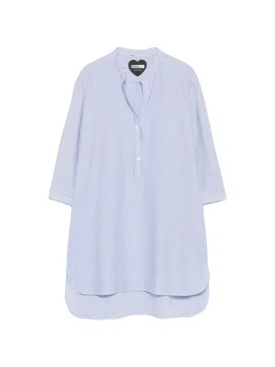 Rrd Vertical-stripe Buttoned Shirt In Blue