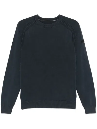 Rrd Washed-effect Crew-neck Sweater In Blue