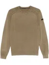 Rrd Washed-effect Crew-neck Sweater In Brown