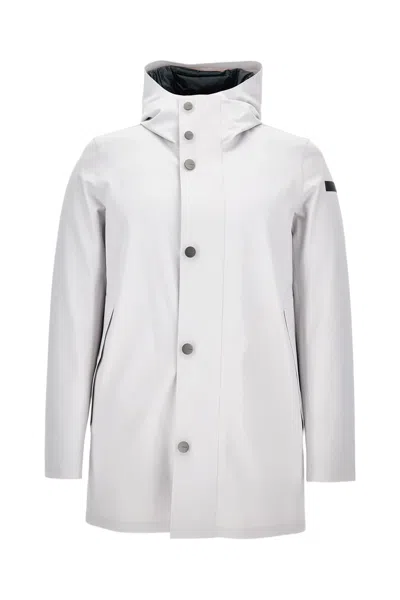 Rrd Waterproof White Parka With Duck Down Padding And Minimalist Design