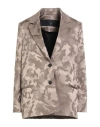Rrd Woman Blazer Beige Size 8 Polyester, Elastane In Gray