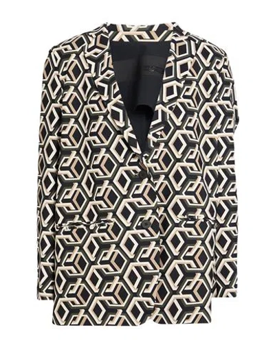 Rrd Woman Blazer Military Green Size 6 Polyamide, Elastane In Black