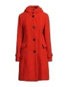 Rrd Woman Coat Tomato Red Size 8 Wool, Polyamide, Elastane In Red