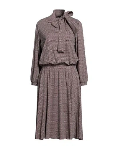 Rrd Woman Midi Dress Light Brown Size 6 Polyamide, Elastane In Gray