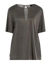 Rrd Woman T-shirt Dark Green Size 14 Cupro, Elastane In Gray
