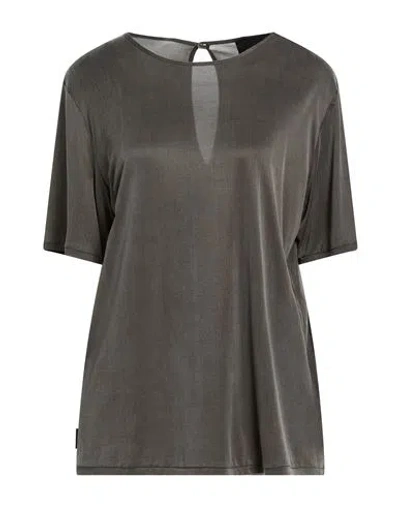 Rrd Woman T-shirt Dark Green Size 14 Cupro, Elastane In Gray