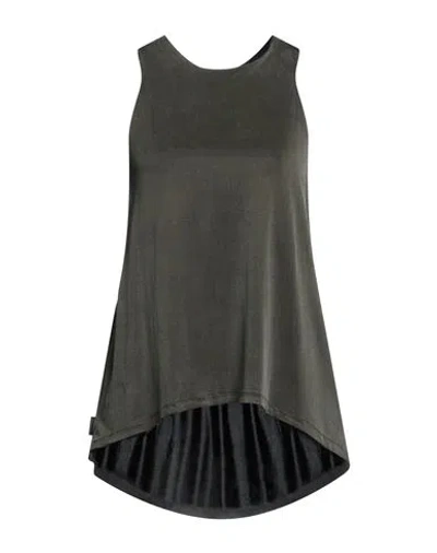 Rrd Woman Tank Top Dark Green Size 10 Cupro, Elastane In Gray