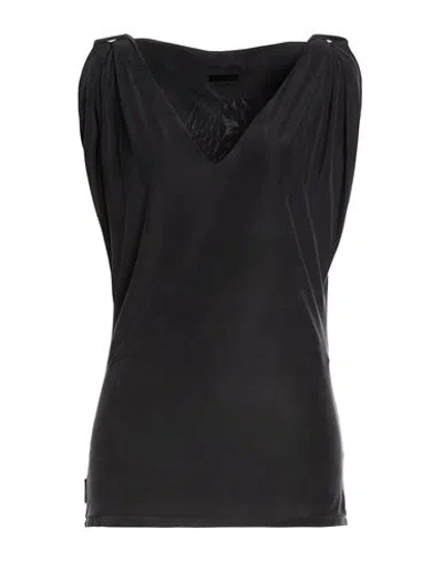 Rrd Woman Top Charcoal Size 8 Cupro, Elastane In Black