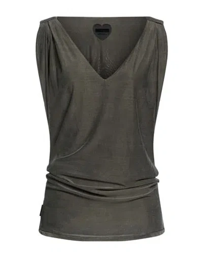 Rrd Woman Top Dark Green Size 10 Cupro, Elastane