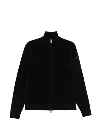 Rrd Zip-up Ribbed-knit Cardigan In Black