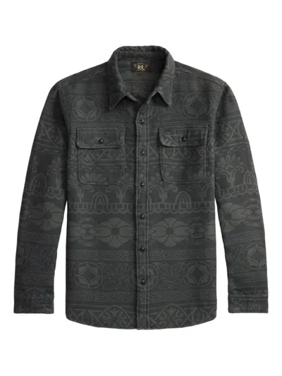 Rrl Abstract-pattern Overshirt In Black