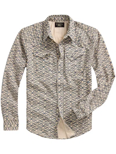 Rrl Abstract Print Shirt In Neutrals