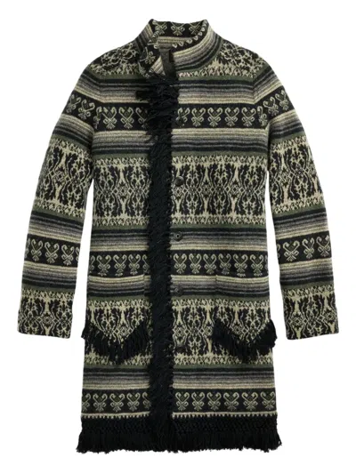 Rrl Gemusterter Amelia Mantel Mit Fransen In Gray