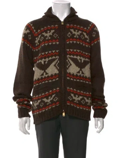 Pre-owned Rrl & Co. 2018 Printed Cardigan In Brown