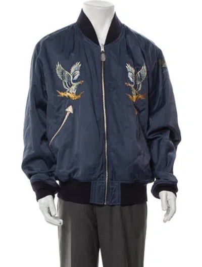 Pre-owned Rrl & Co. 2019 Reversible Souvenir Bomber Jacket In Blue