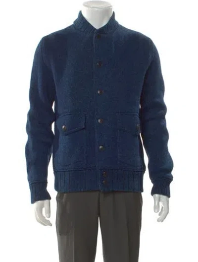 Pre-owned Rrl & Co. Collar Long Sleeve Cardigan In Blue
