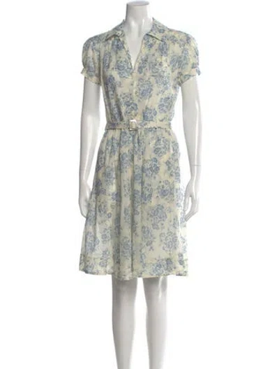 Pre-owned Rrl & Co. Floral Print Knee-length Dress In Blue