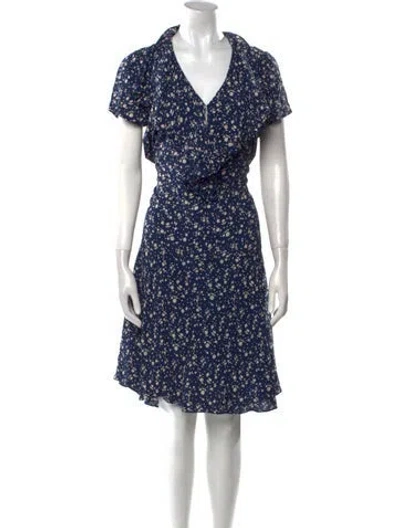 Pre-owned Rrl & Co. Floral Print Knee-length Dress W/ Tags In Blue