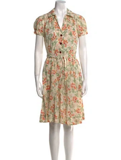 Pre-owned Rrl & Co. Floral Print Knee-length Dress W/ Tags In Neutral