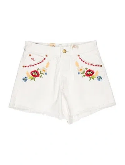 Pre-owned Rrl & Co. Floral Print Mini Shorts W/ Tags In White