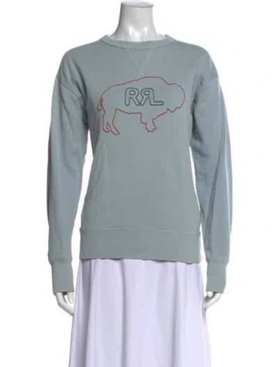 Pre-owned Rrl & Co. Graphic Print Crew Neck Sweatshirt In Blue