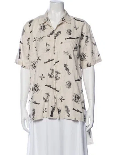 Pre-owned Rrl & Co. Graphic Print Short Sleeve Top In Neutral