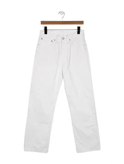 Pre-owned Rrl & Co. High-rise Straight Leg Jeans In White