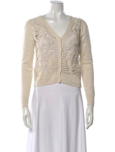 Pre-owned Rrl & Co. Lace Pattern V-neck Sweater In Neutral