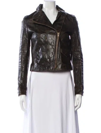 Pre-owned Rrl & Co. Leather Biker Jacket In Black