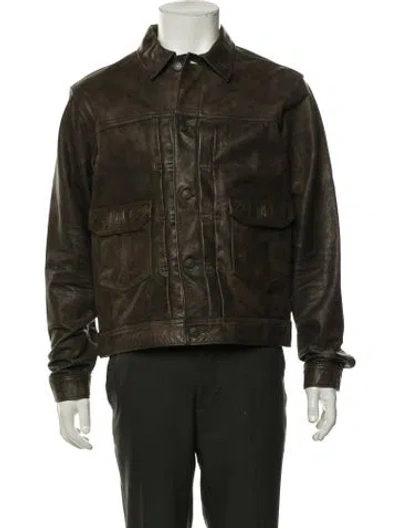 Pre-owned Rrl & Co. Leather Jacket In Green