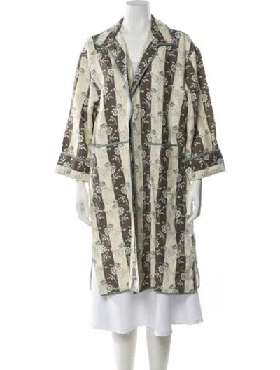Pre-owned Rrl & Co. Linen Floral Print Robe In Neutral