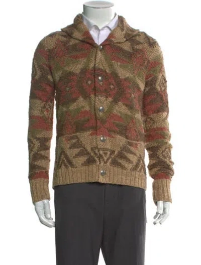 Pre-owned Rrl & Co. Linen Printed Cardigan In Brown