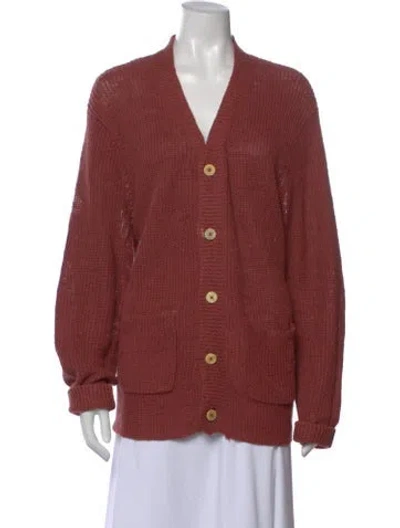 Pre-owned Rrl & Co. Linen V-neck Sweater In Red