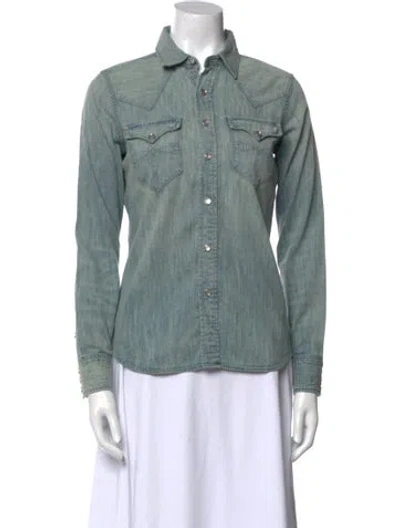 Pre-owned Rrl & Co. Long Sleeve Button-up Top In Blue