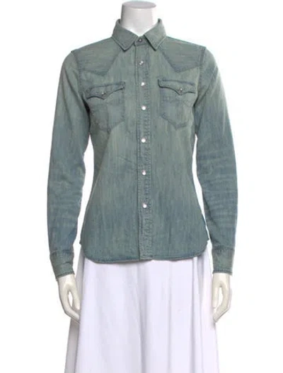 Pre-owned Rrl & Co. Long Sleeve Button-up Top In Blue