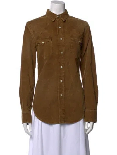 Pre-owned Rrl & Co. Long Sleeve Button-up Top In Brown