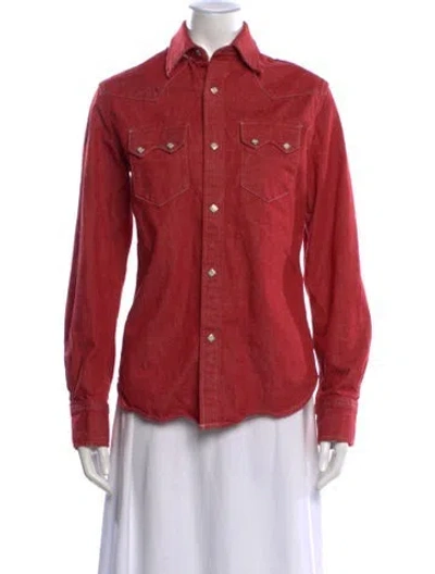 Pre-owned Rrl & Co. Long Sleeve Button-up Top In Red