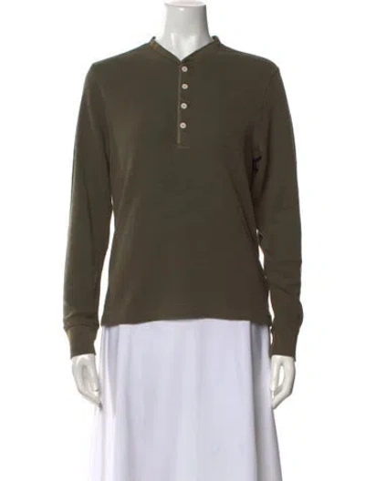 Pre-owned Rrl & Co. Mock Neck Long Sleeve Polo In Green