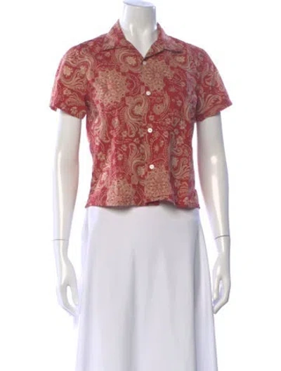 Pre-owned Rrl & Co. Paisley Print Short Sleeve Top In Pink